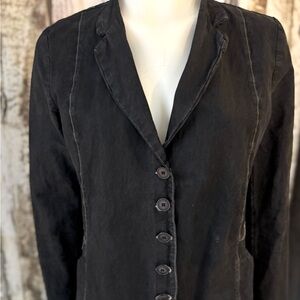 Lurdes Bergada long jacket with contrast stitching and waxed surface. Rare!
